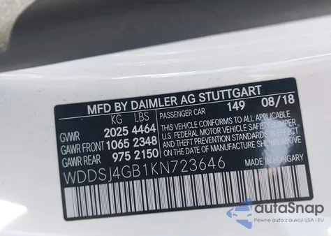 2019 Mercedes-Benz Cla 250 4Matic z USA, uszkodzony, nr VIN WDDSJ4GB1KN723646